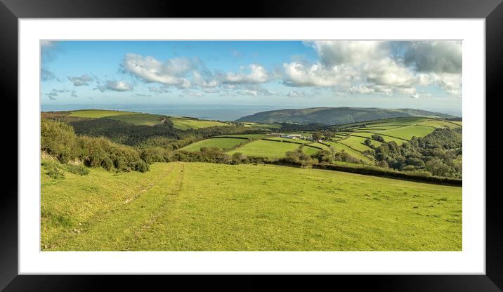 Looking over Lucott Farm to the Exmoor Coast Framed Mounted Print by Shaun Davey