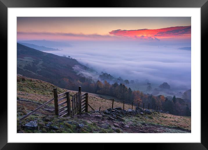 Fire in the Sky over Hope Valley Framed Mounted Print by John Finney