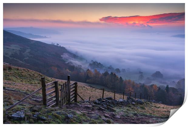 Fire in the Sky over Hope Valley Print by John Finney