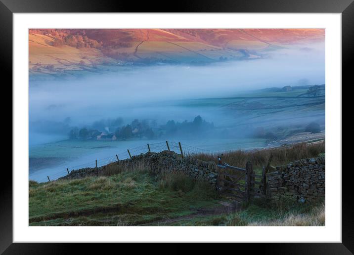 Edale Valley autumn mist Framed Mounted Print by John Finney