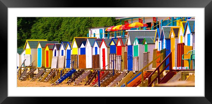 Bright Beach huts Framed Mounted Print by Dave Bell