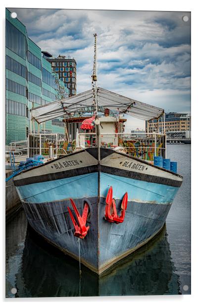Malmo Blue Boat Acrylic by Antony McAulay