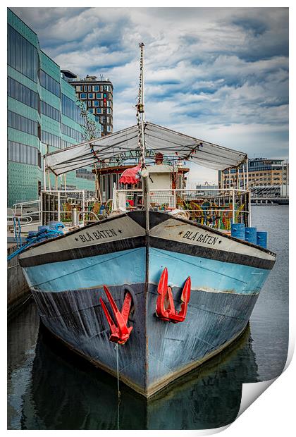 Malmo Blue Boat Print by Antony McAulay