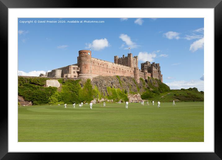 Cricket match at Bamburgh Castle Framed Mounted Print by David Preston