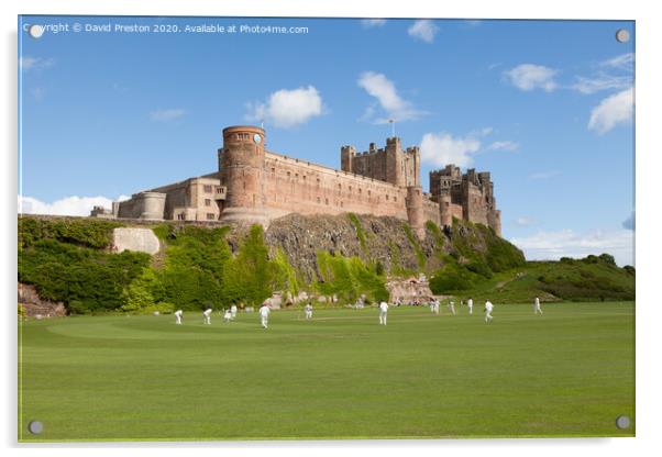 Cricket match at Bamburgh Castle Acrylic by David Preston