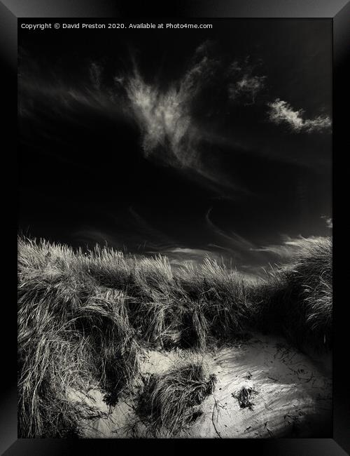 Dunes and sky Framed Print by David Preston