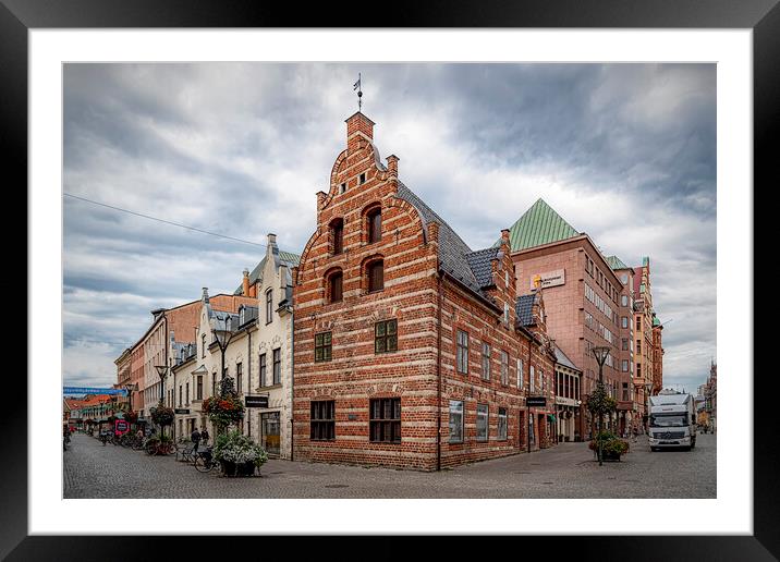 Malmo Street Scene with Old Building Framed Mounted Print by Antony McAulay
