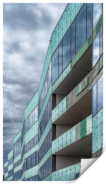 Malmo University Building with a Moody Sky Print by Antony McAulay