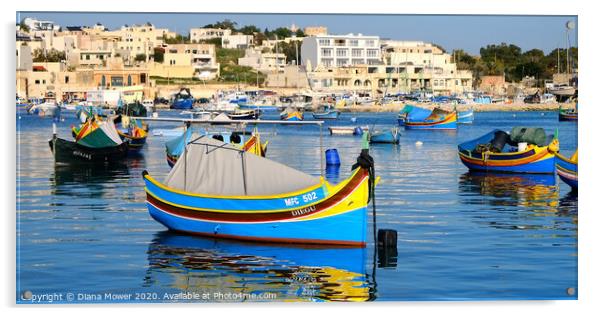 Marsaxlokk Harbour Malta Acrylic by Diana Mower