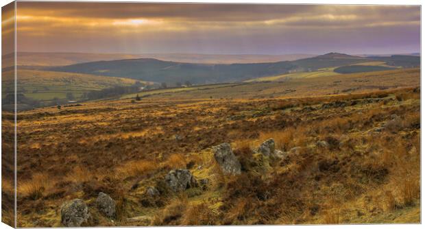 Dartmoor Sunset Canvas Print by Dave Bell