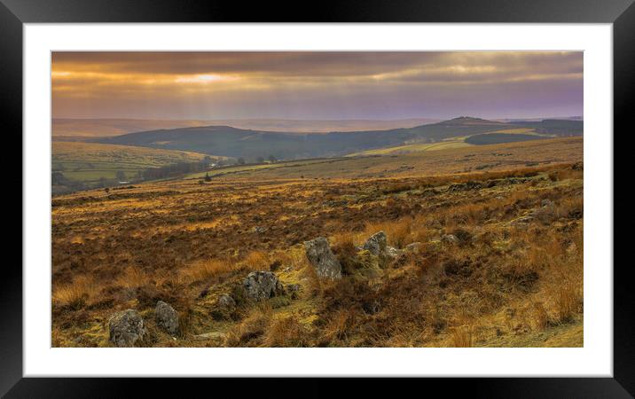 Dartmoor Sunset Framed Mounted Print by Dave Bell