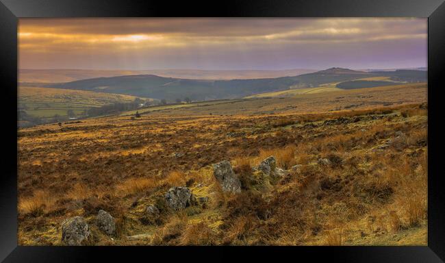 Dartmoor Sunset Framed Print by Dave Bell