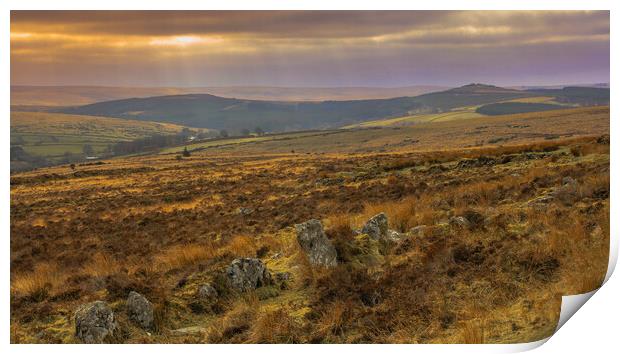 Dartmoor Sunset Print by Dave Bell