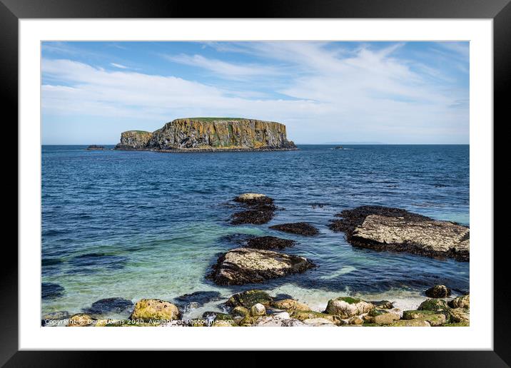 Sheep Island, Carrick-a-Rede, Ballintoy, Co Antrim, Northern Ireland Framed Mounted Print by Dave Collins