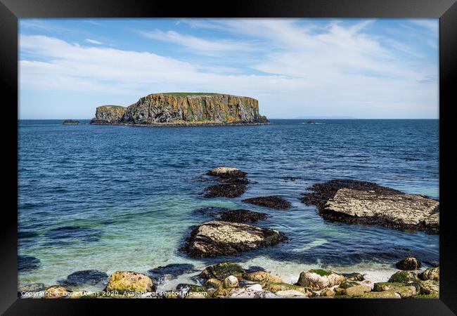 Sheep Island, Carrick-a-Rede, Ballintoy, Co Antrim, Northern Ireland Framed Print by Dave Collins