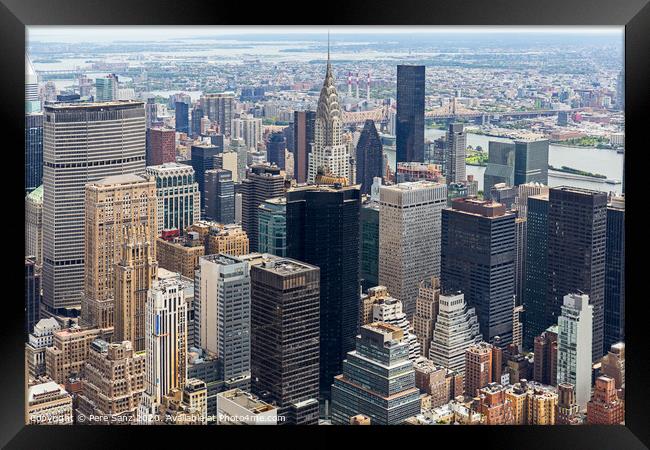 Manhattan Skyscraprers Aerial View, NYC, USA Framed Print by Pere Sanz