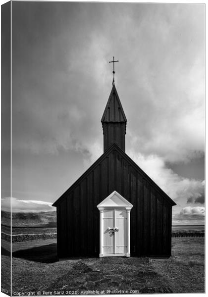 The Black Church at Budir, Snæfellsnes Peninsula, Iceland Canvas Print by Pere Sanz