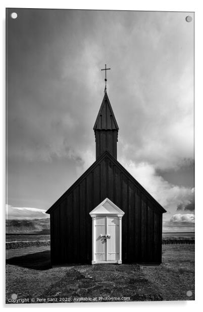 The Black Church at Budir, Snæfellsnes Peninsula, Iceland Acrylic by Pere Sanz