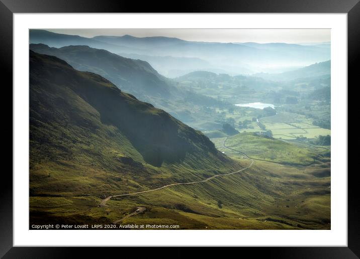 Wrynose Pass and Little Langdale Tarn Framed Mounted Print by Peter Lovatt  LRPS