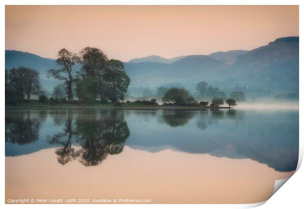 Bala Lake Misty Morning Print by Peter Lovatt  LRPS