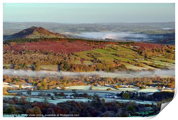 Buckland Hill and Llangorse Lake in Autumn. Print by Philip Veale