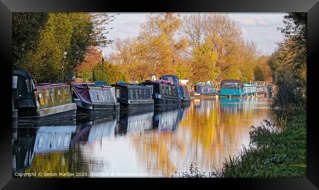 Barges on the Kennet and Avon Canal Framed Print by Simon Marlow