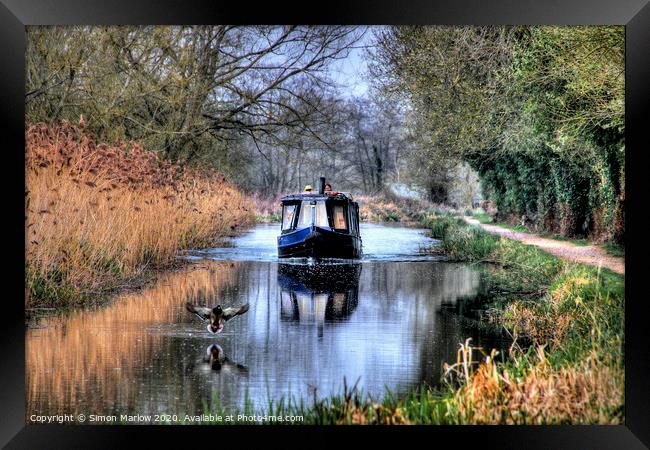 A relaxing day on the Kennet and Avon Canal Framed Print by Simon Marlow