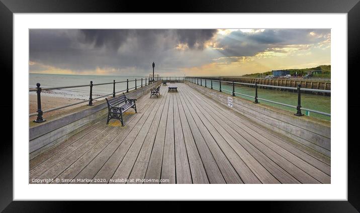 A look down the pier at Littlehampton Framed Mounted Print by Simon Marlow