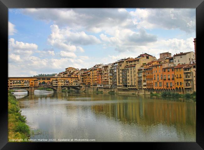 Majestic Ponte Vecchio Bridge Framed Print by Simon Marlow