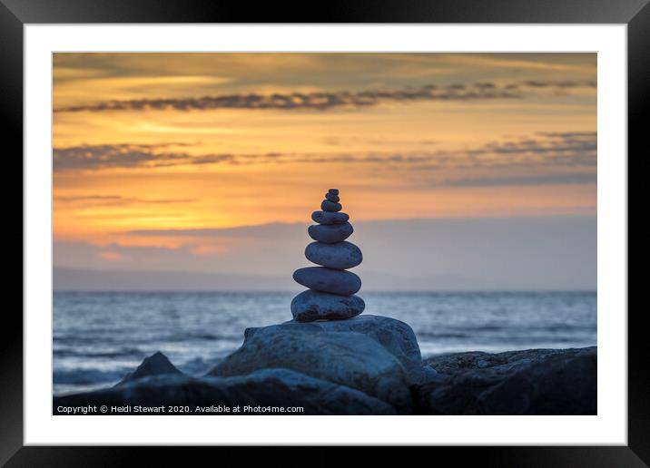 Pebble Tower at Sunset Framed Mounted Print by Heidi Stewart