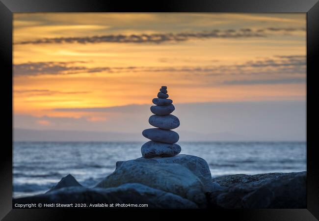 Pebble Tower at Sunset Framed Print by Heidi Stewart