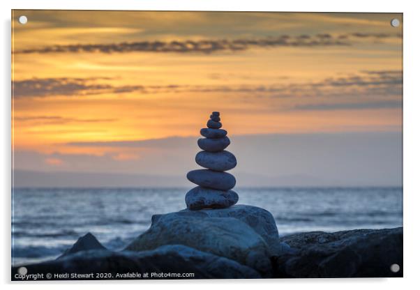 Pebble Tower at Sunset Acrylic by Heidi Stewart