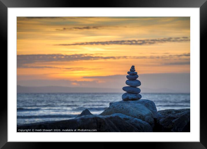 Pebble Tower at Sunset Framed Mounted Print by Heidi Stewart