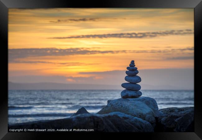 Pebble Tower at Sunset Framed Print by Heidi Stewart