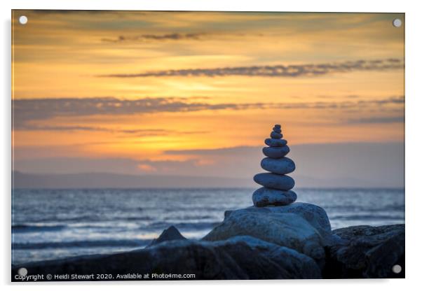 Pebble Tower at Sunset Acrylic by Heidi Stewart
