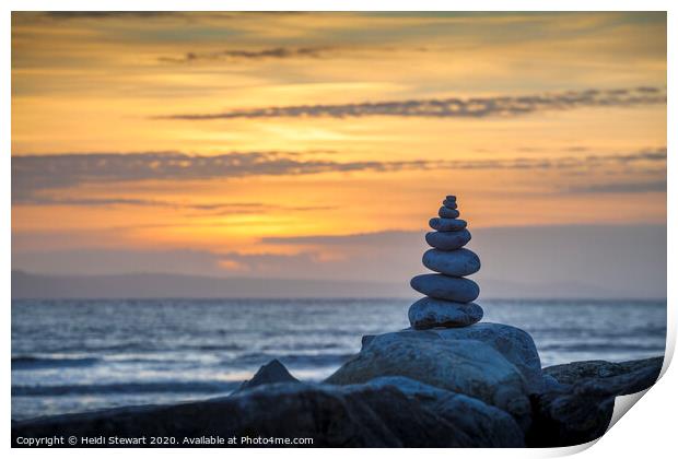 Pebble Tower at Sunset Print by Heidi Stewart