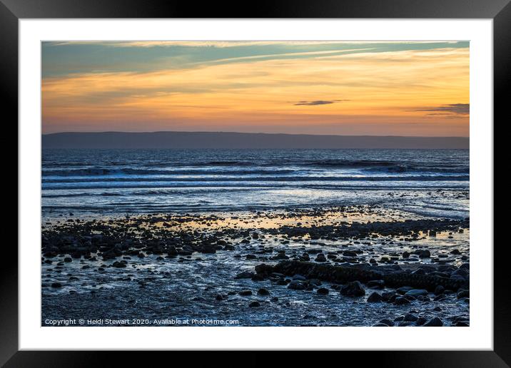 Llantwit Major Beach at Sunset Framed Mounted Print by Heidi Stewart