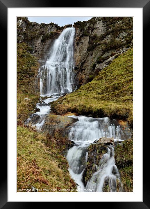 Esgair Cloddiad Tumbling Falls. Framed Mounted Print by Philip Veale