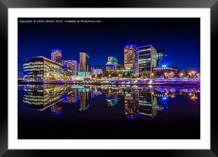 Salford quay Reflections framed mounted print Framed Mounted Print by Kevin Winter