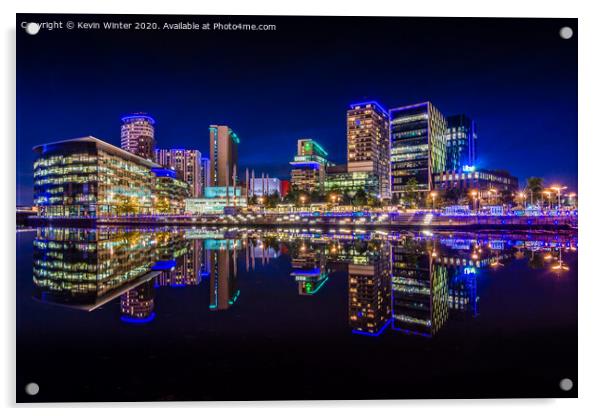 Salford quay Reflections framed mounted print Acrylic by Kevin Winter