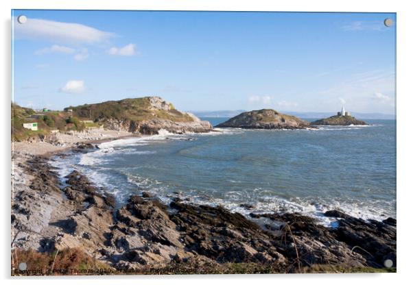 Bracelet Bay and Mumbles Lighthouse Acrylic by Peter Thomas