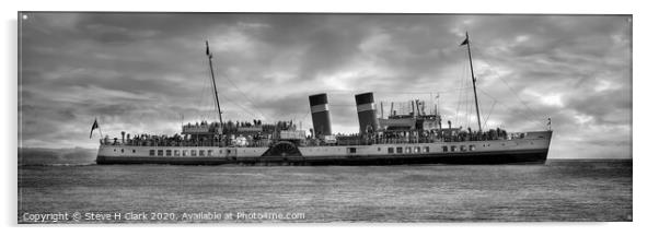 Paddle Steamer Waverley - Black and White Acrylic by Steve H Clark