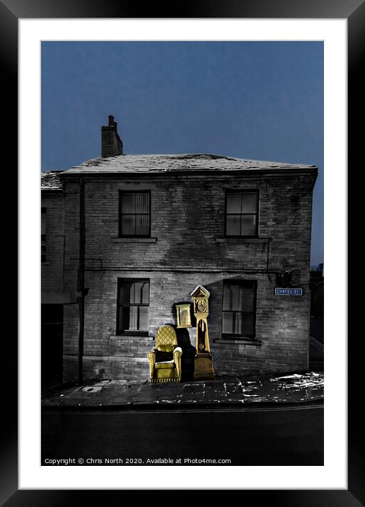 Grandad's Clock and Chair, Little Germany, Bradford, Framed Mounted Print by Chris North