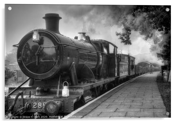 GWR Goods Train - Black and White Acrylic by Steve H Clark