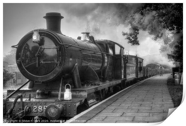 GWR Goods Train - Black and White Print by Steve H Clark