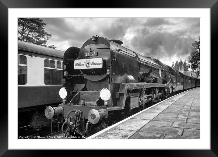 The Boat Train - Black and White Framed Mounted Print by Steve H Clark