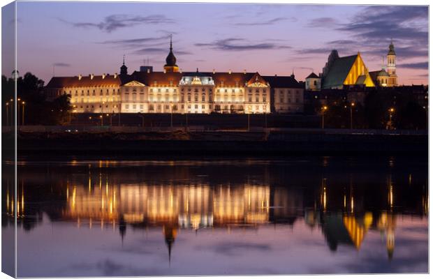Royal Castle and Vistula River at Twilight in Warsaw Canvas Print by Artur Bogacki