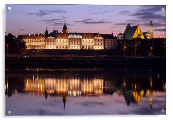 Royal Castle and Vistula River at Twilight in Warsaw Acrylic by Artur Bogacki