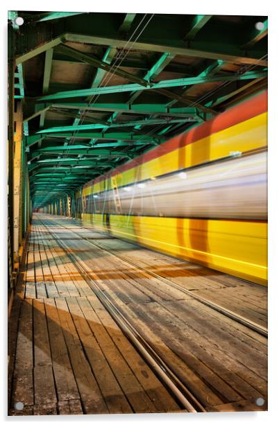 Old Bridge Light Trail Acrylic by Artur Bogacki