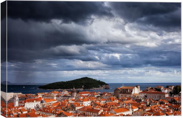 Stormy Clouds Over Dubrovnik City Canvas Print by Artur Bogacki